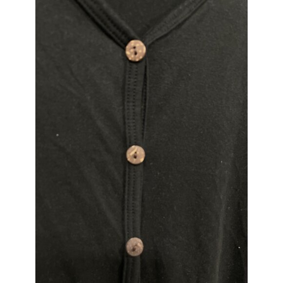 Reb In J Button Front Blouse Size Small Ruffled Sleeve Knot Front Black Feminine - Picture 4 of 7